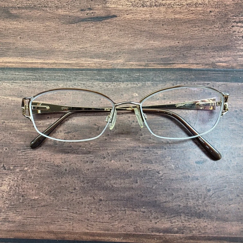 Faconnable Gold Semi Rimless Eyeglasses Oval Metal Frames‎ Japan G30 51-18-135